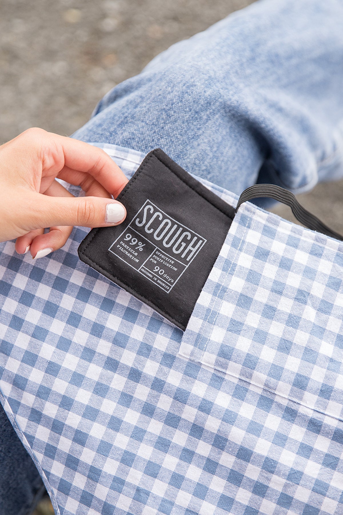 Light Blue Gingham Bandana