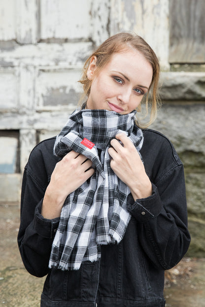 Plaid Scarf with Hidden Pocket
