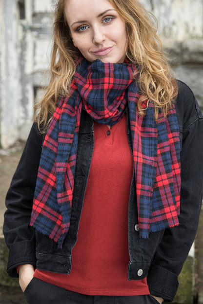 Plaid Scarf with Hidden Pocket