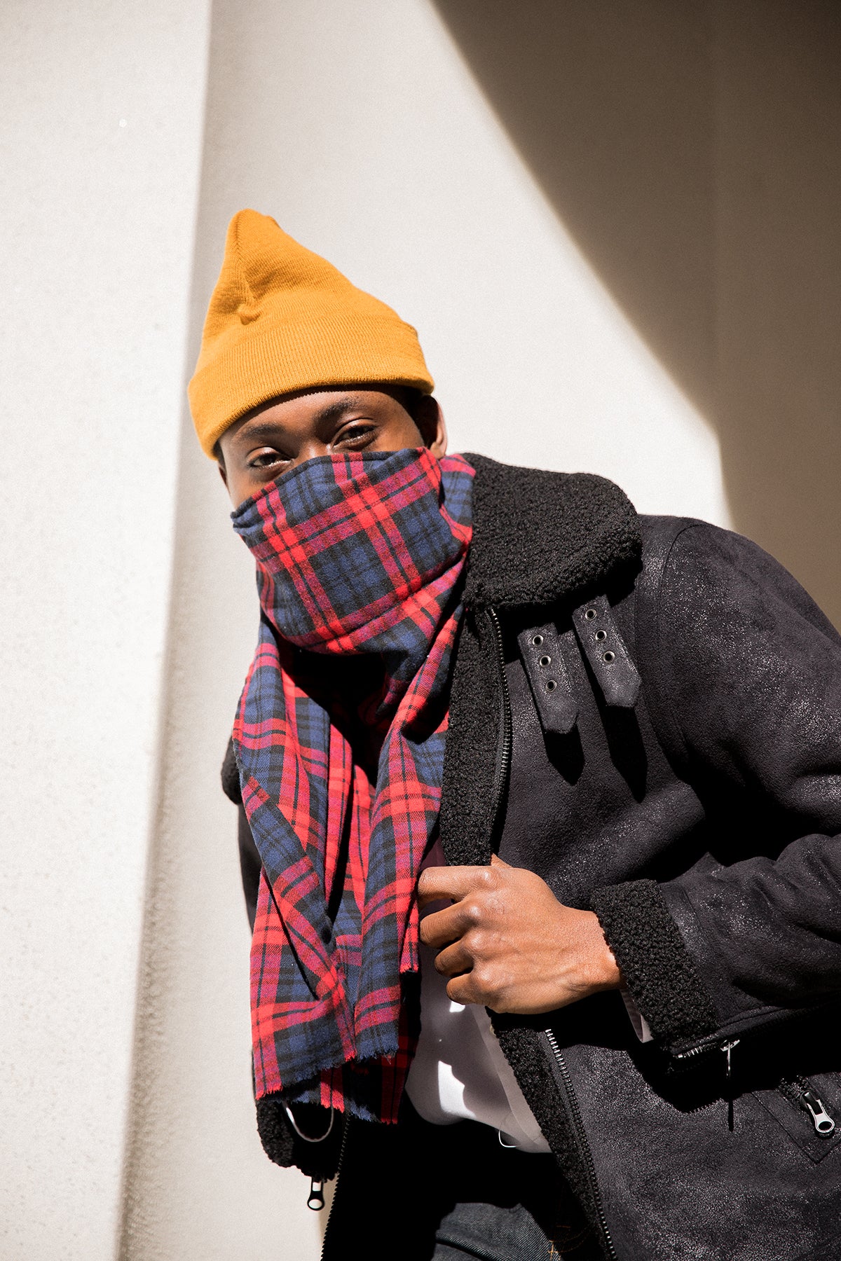 Plaid Scarf with Hidden Pocket