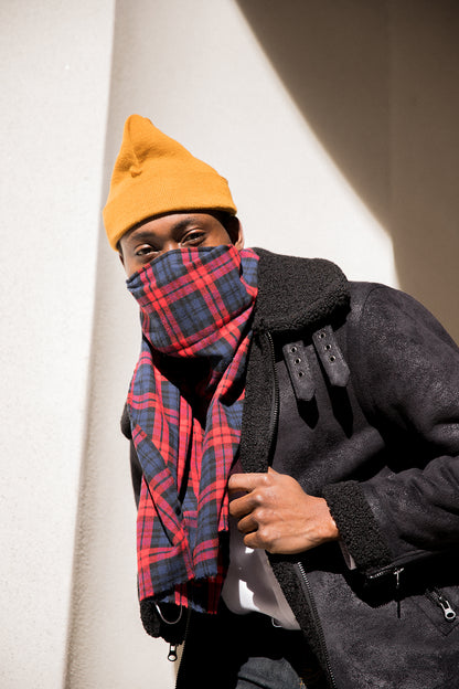 Plaid Scarf with Hidden Pocket
