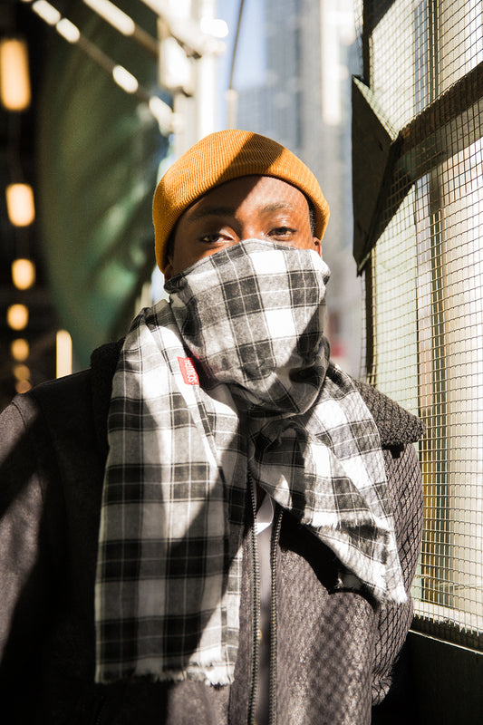 Plaid Scarf with Hidden Pocket
