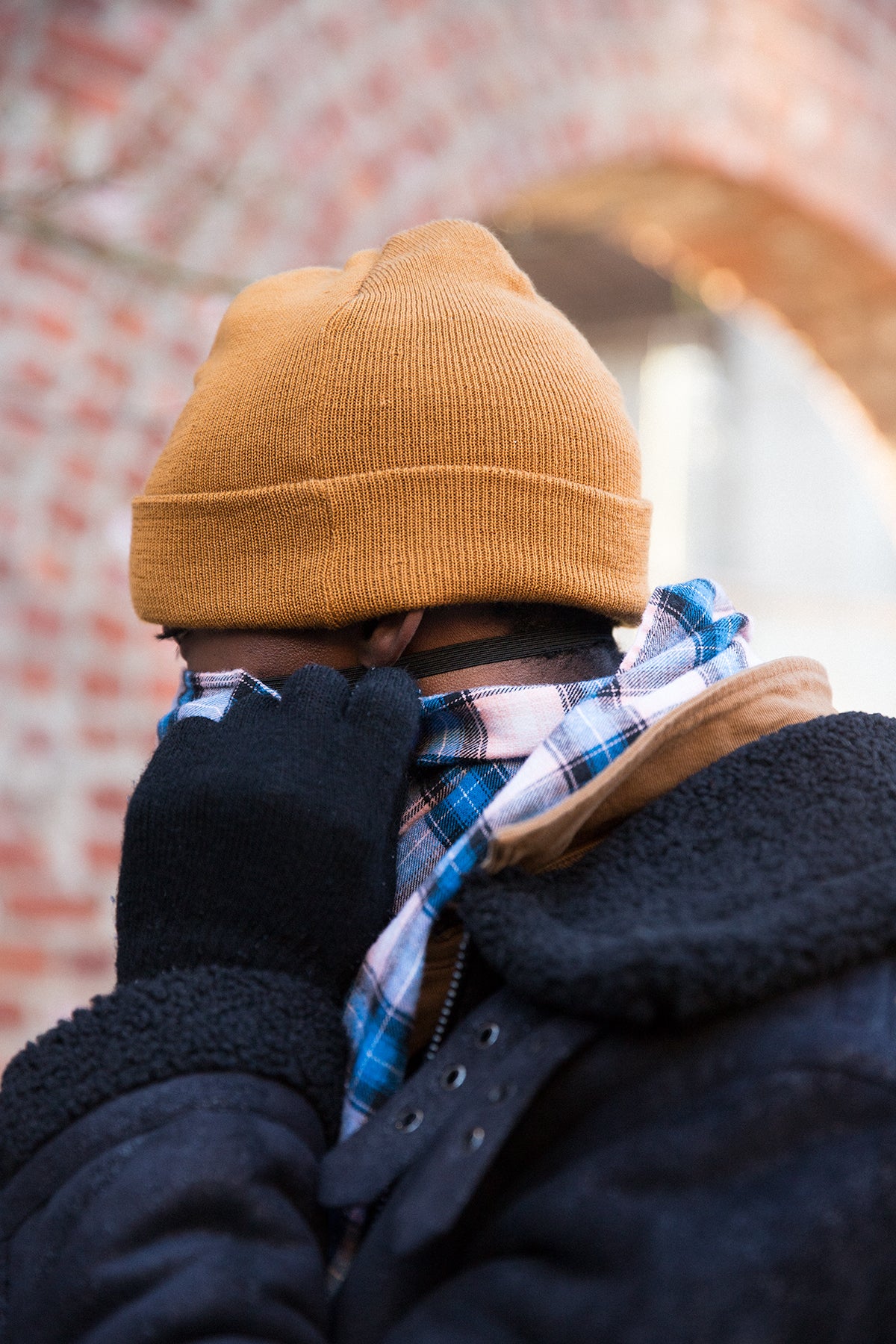 Plaid Scarf with Hidden Pocket
