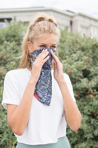 Navy Floral Bandana