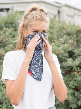 Navy Floral Bandana